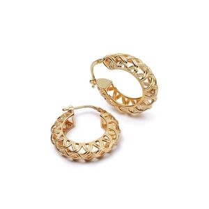 Daisy London SHRIMPS WOVEN MAXI HOOP EARRINGS 18CT GOLD PLATED SILVER New